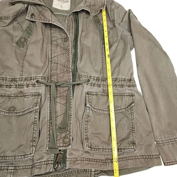 Hollister Y2K Women's Green Grunge Utility Jacket Cargo XL - Picture 8 of 11